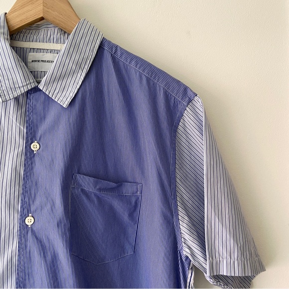 Norse Projects Carsten Poplin Shirt Stripe Multi Size Blue Large - Picture 2 of 10
